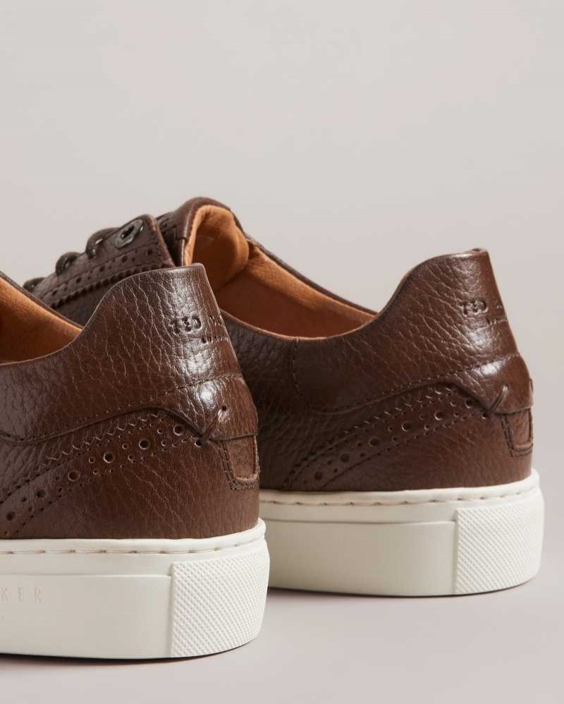 Brown Ted Baker Dentong Leather Brogue Trainer Hybrid | US0002092