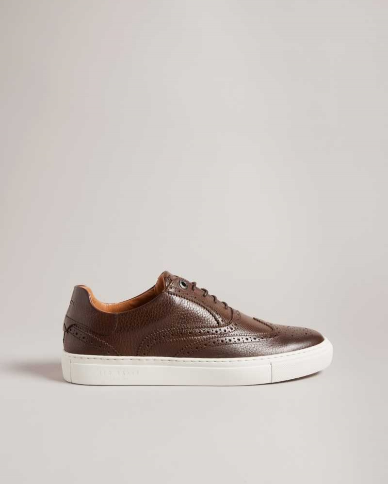 Brown Ted Baker Dentong Leather Brogue Trainer Hybrid | US0002092