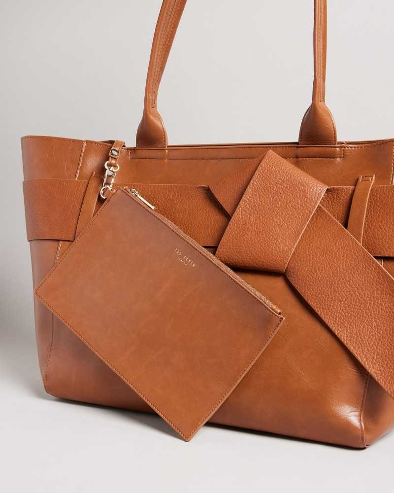 Brown Ted Baker Jimma PU Large Tote Bag | US0001527