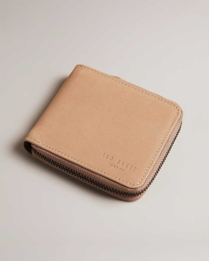 Brown Ted Baker Krolt Nubuck Zip Around Wallet Wallets | US0001548