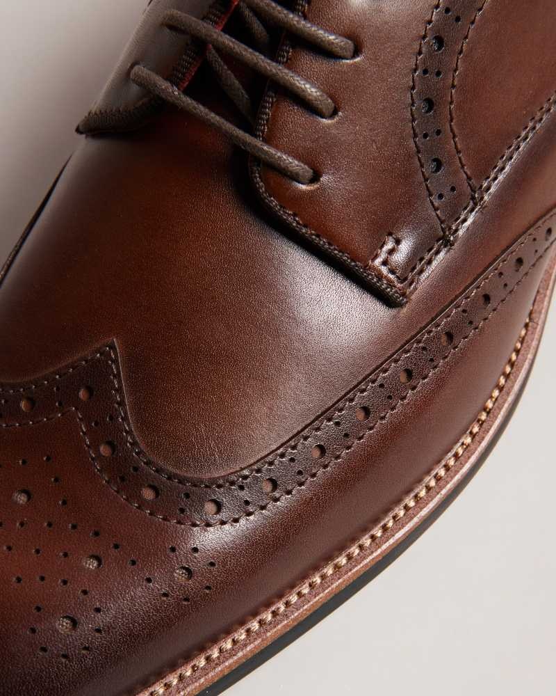 Brown Ted Baker Markuse Brogue Detail Derby Shoes | US0002093