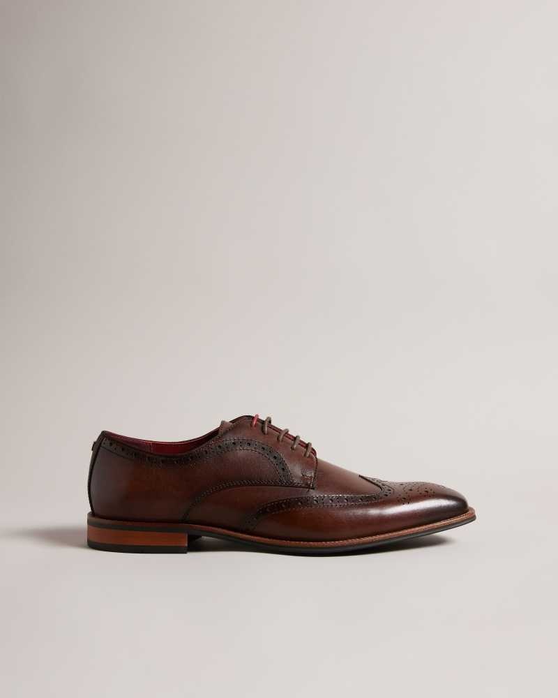 Brown Ted Baker Markuse Brogue Detail Derby Shoes | US0002093