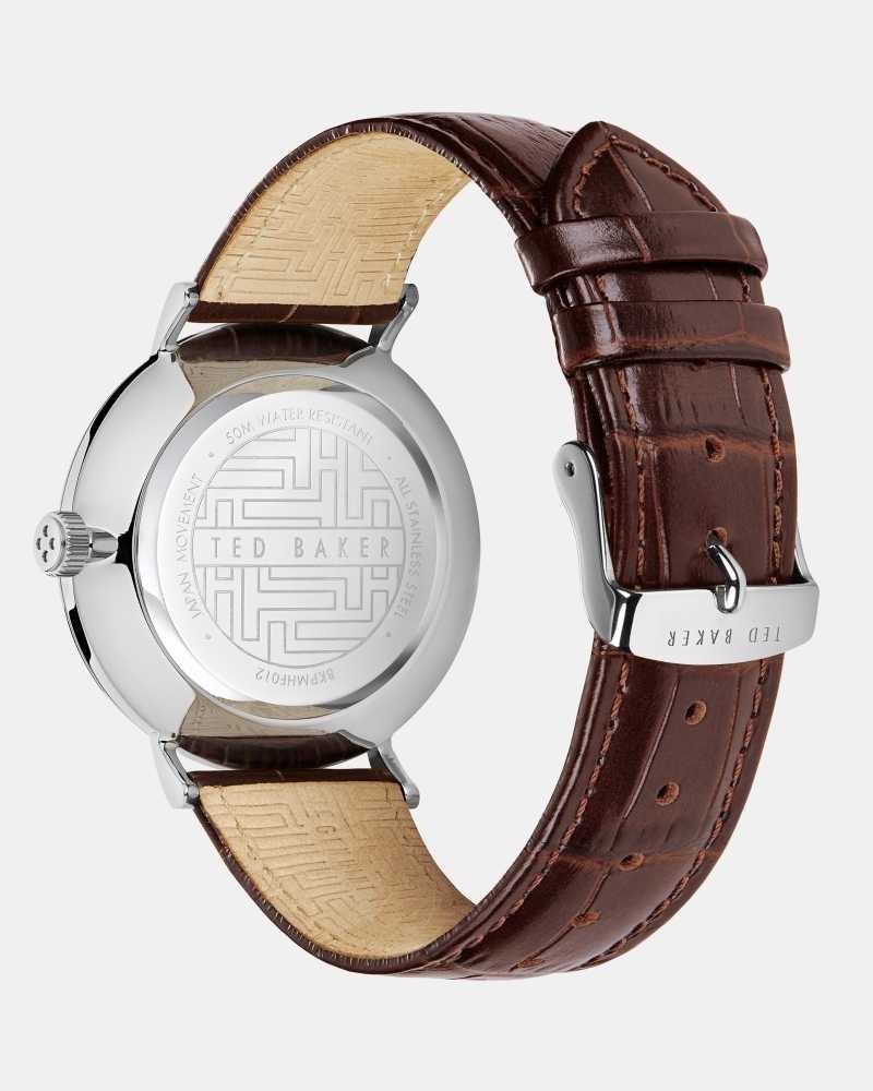 Brown Ted Baker Miwosa Faux Croc Leather Watch | US0001945