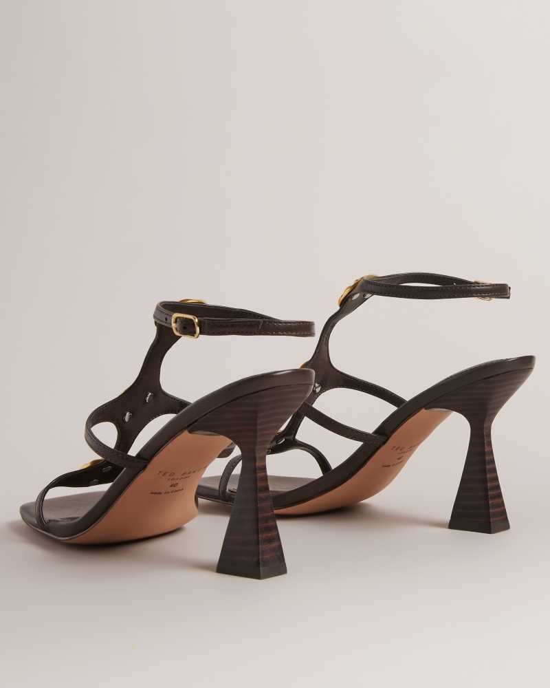 Brown Ted Baker Tayalin Textured Coin Heeled Sandals | US0002141