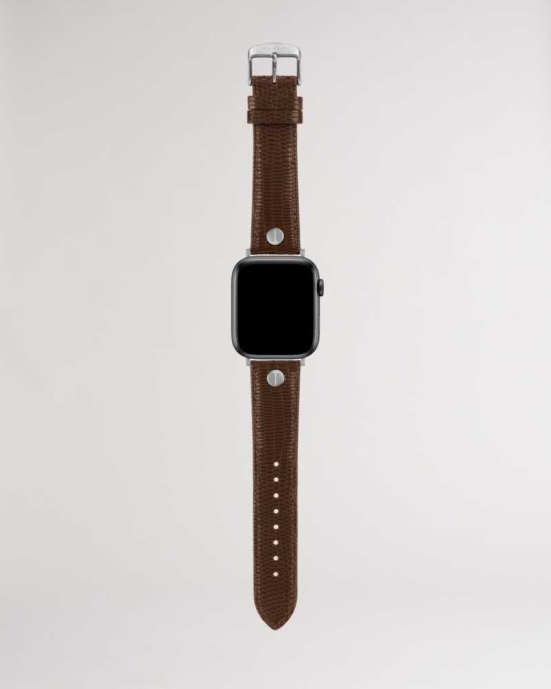 Brown Ted Baker Tether Brown Leather Apple Watch Strap | US0001943