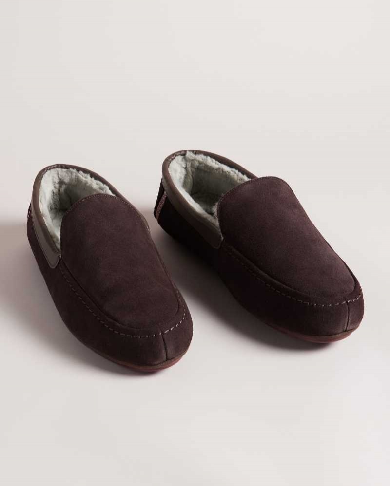 Brown Ted Baker Vallant Moccasin Slippers | US0002169