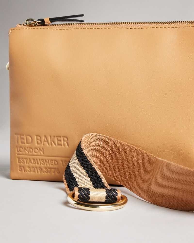 Camel Ted Baker Darceyy Branded Webbing Crossbody Bag | US0001344