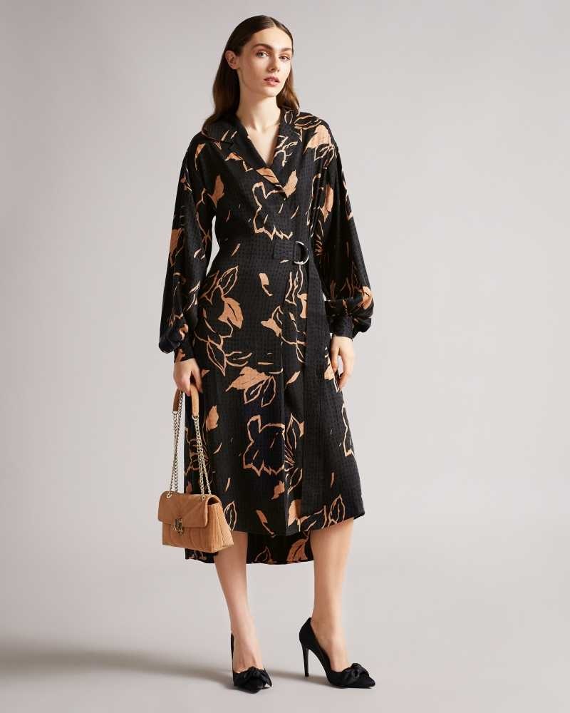 Camel Ted Baker Diaanna Integral Wrap Dresses With Belt Detail | US0000105