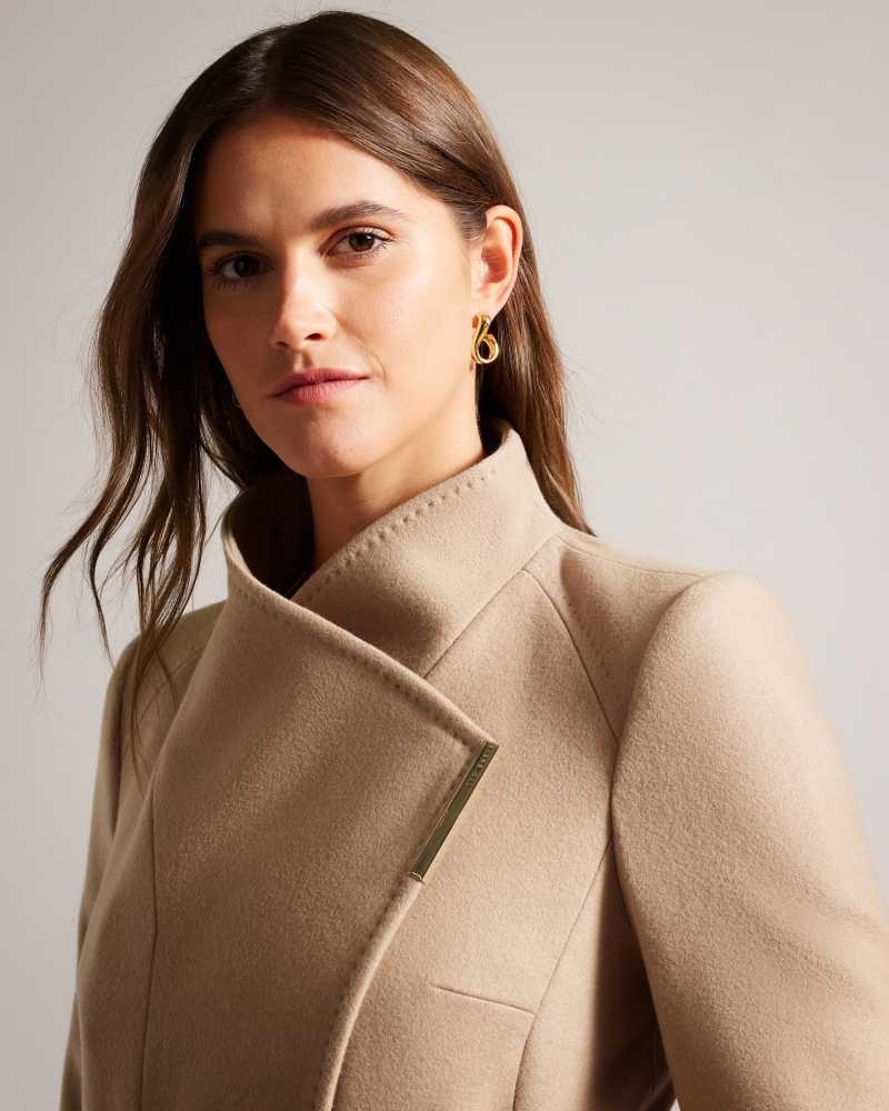 Camel Ted Baker Rose Wool Wrap Coat Coats | US0000195