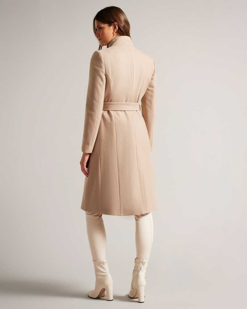 Camel Ted Baker Rose Wool Wrap Coat Coats | US0000195