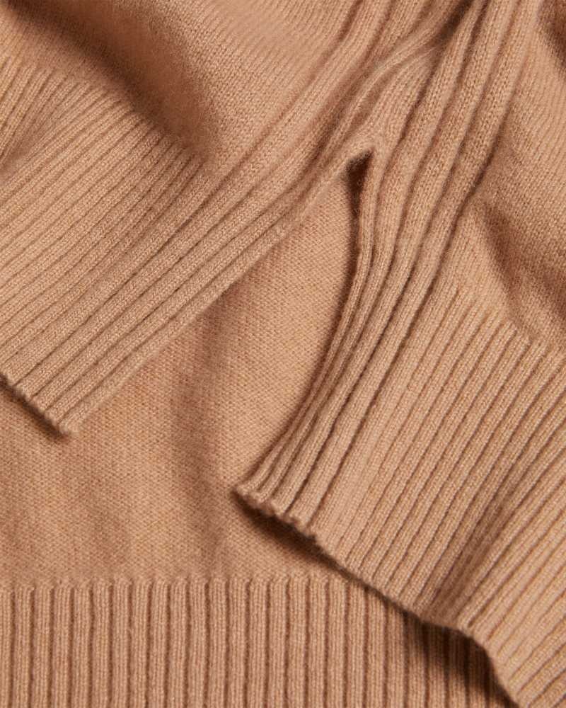 Camel Ted Baker Ruthell Organic Cashmere Roll Neck Jumper | US0000389