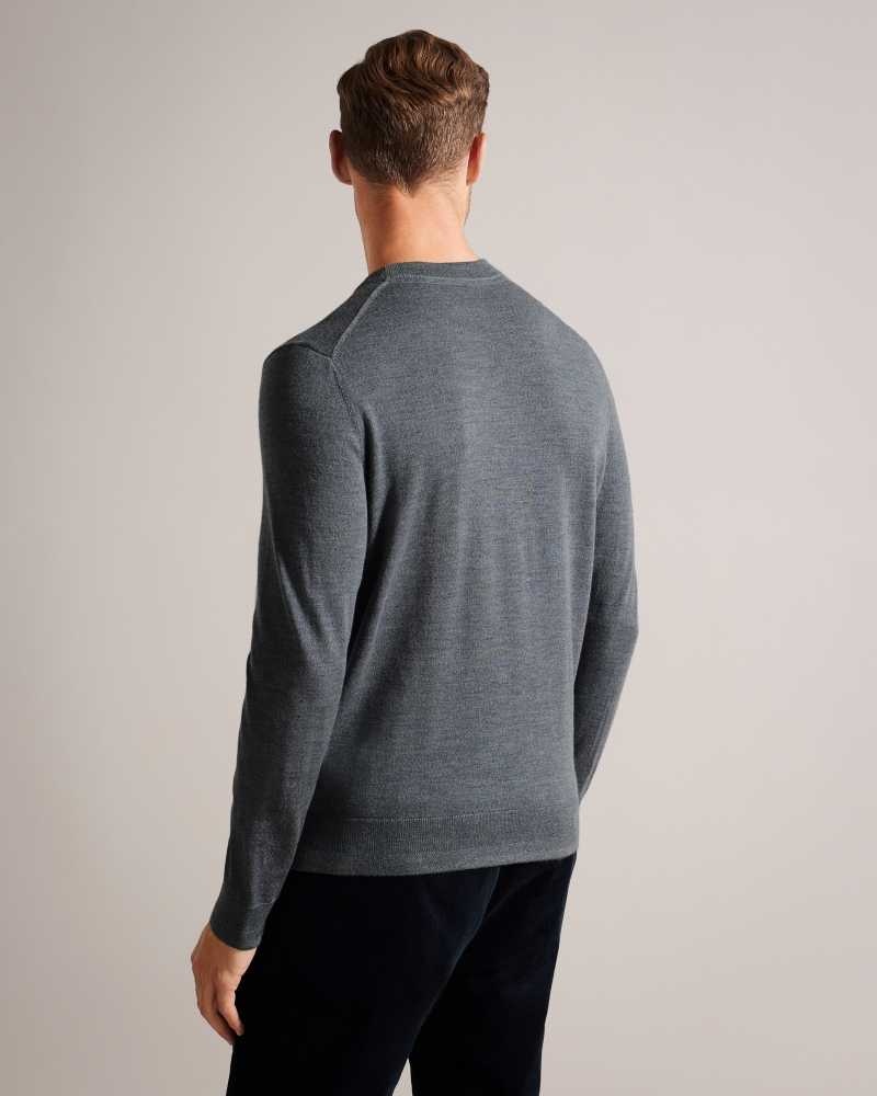 Charcoal Ted Baker Carnby Lightweight Wool Jumper | US0000392