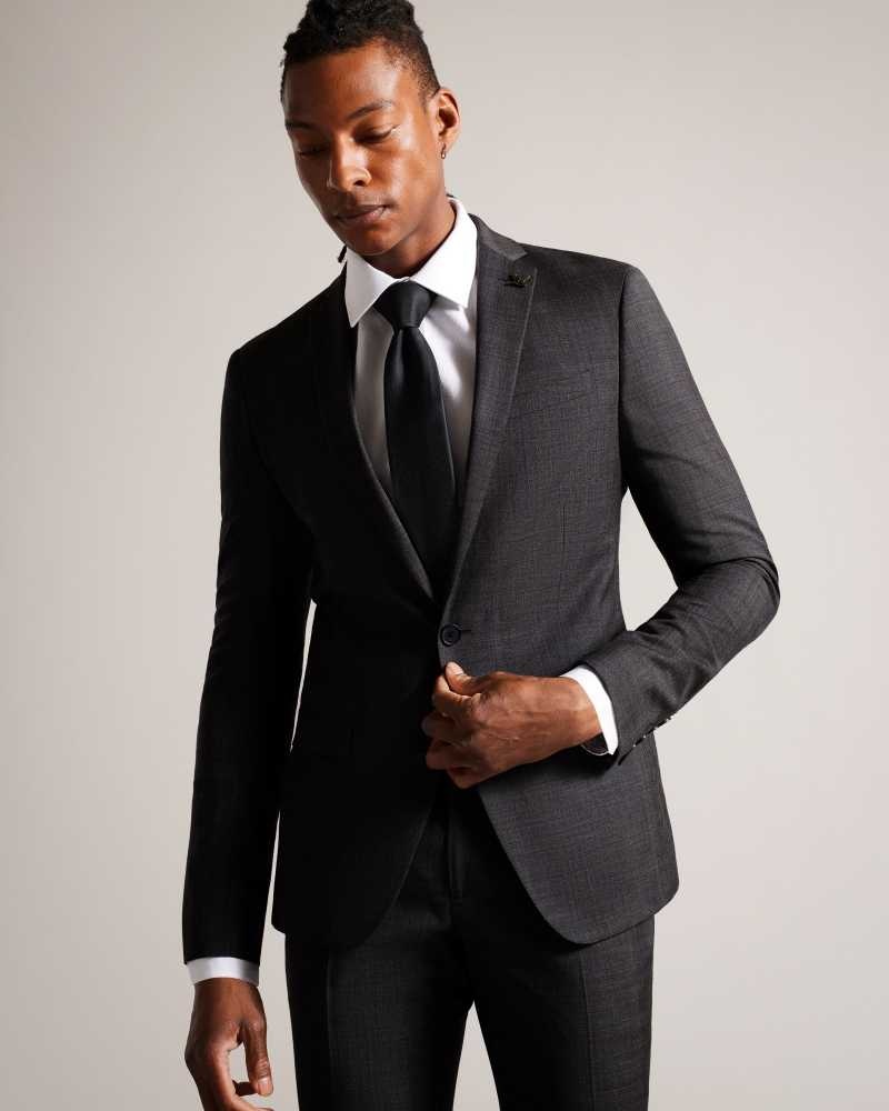 Charcoal Ted Baker Cindsur Textured Charcoal Wool Blend Suit | US0000754