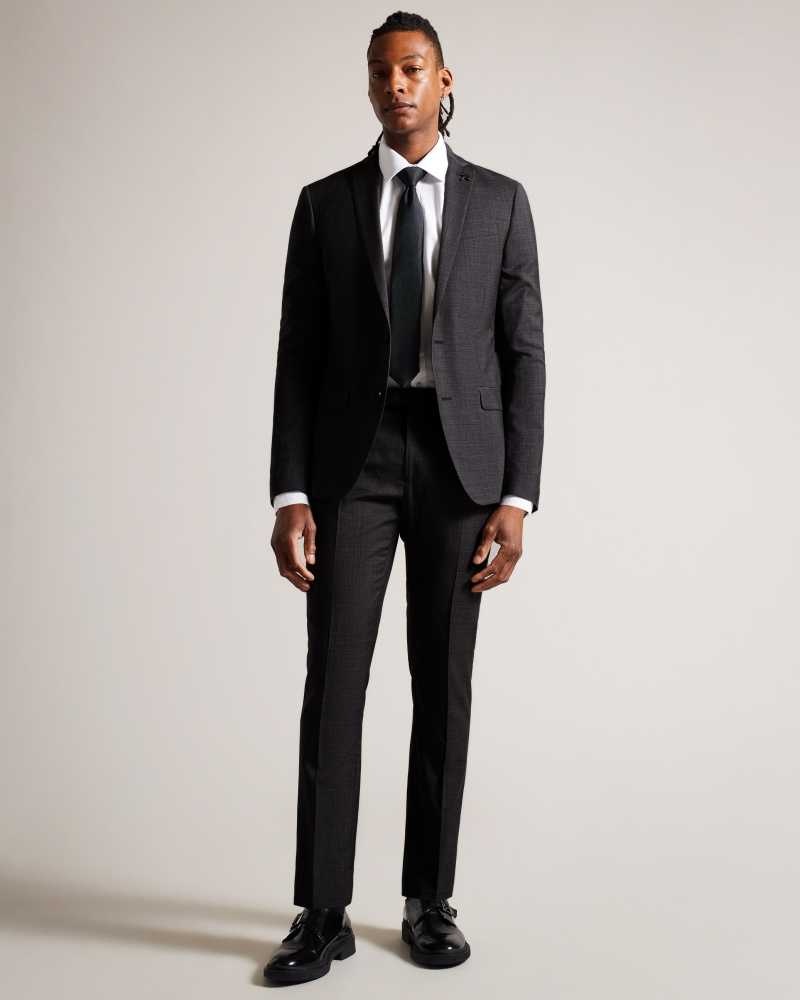 Charcoal Ted Baker Cindsur Textured Charcoal Wool Blend Suit | US0000754