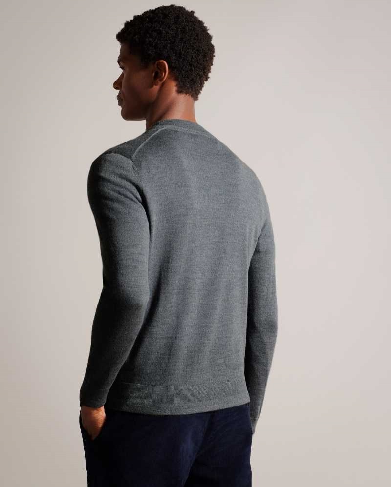 Charcoal Ted Baker Lambeh V-Neck Merino Wool Jumper | US0000401