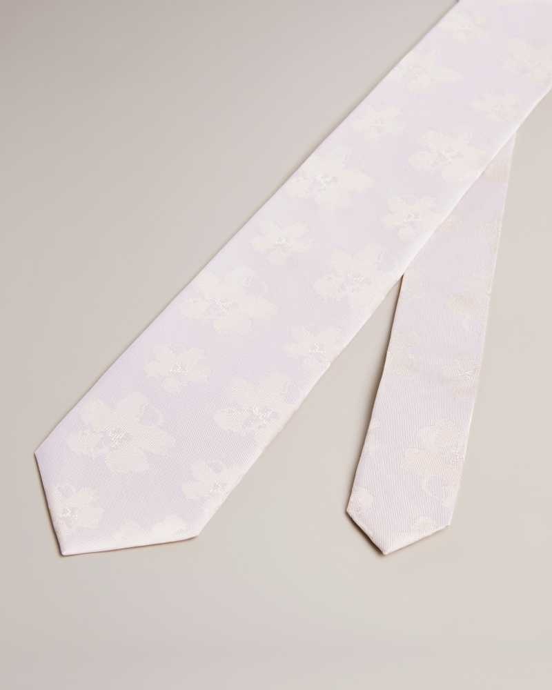 Cream Ted Baker Berel Magnolia Jacquard Tie | US0002031