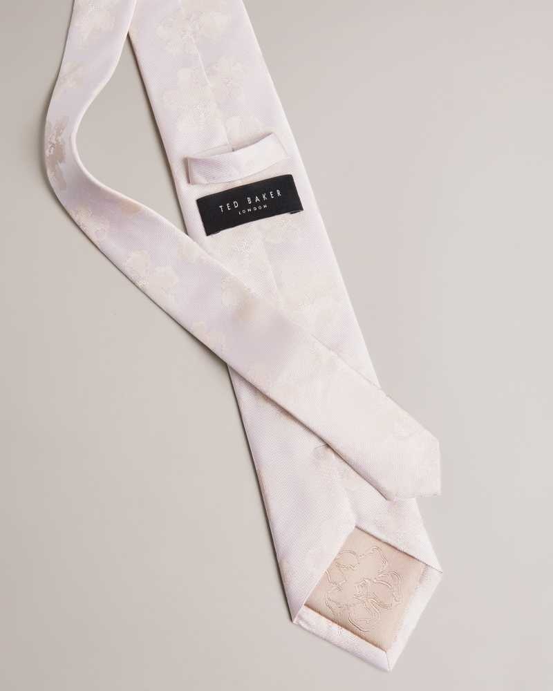 Cream Ted Baker Berel Magnolia Jacquard Tie | US0002031