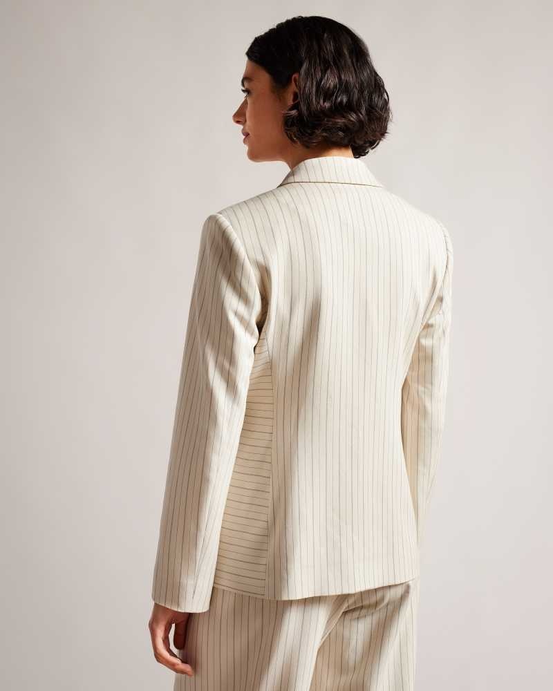 Cream Ted Baker Kllara Relaxed Pinstripe Suit Jacket | US0000740