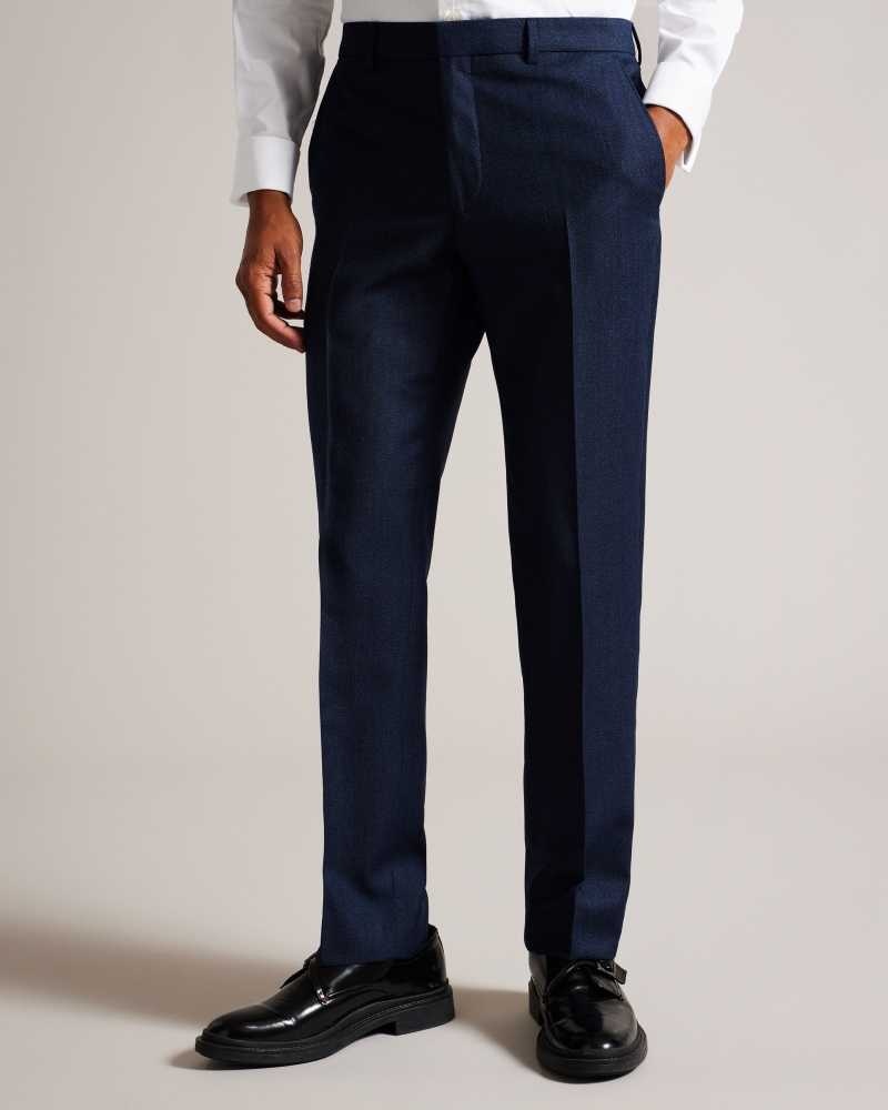 Dark Blue Ted Baker Andesst Pure Wool Slim Fit Suit Trousers | US0000758