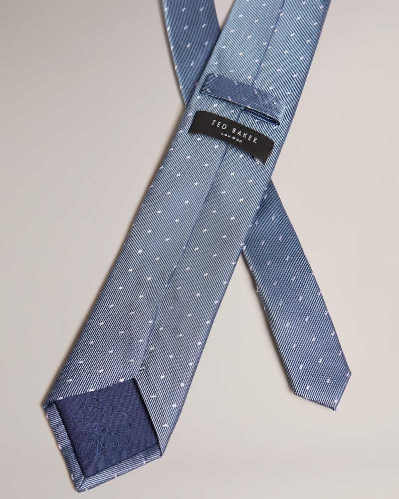 Dark Blue Ted Baker Aragon Silk Dashed Spot Tie | US0002022