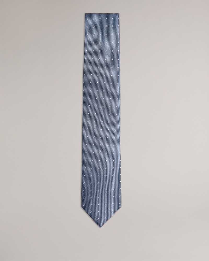 Dark Blue Ted Baker Aragon Silk Dashed Spot Tie | US0002022