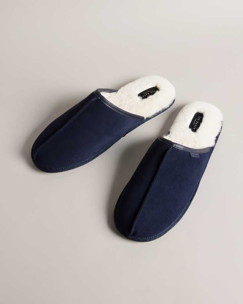 Dark Blue Ted Baker Peterr Suede Mule Slipper | US0002172