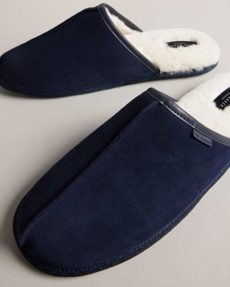 Dark Blue Ted Baker Peterr Suede Mule Slipper | US0002172