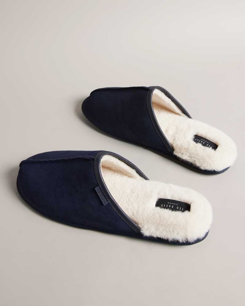 Dark Blue Ted Baker Peterr Suede Mule Slipper | US0002172