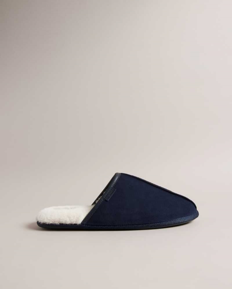 Dark Blue Ted Baker Peterr Suede Mule Slipper | US0002172