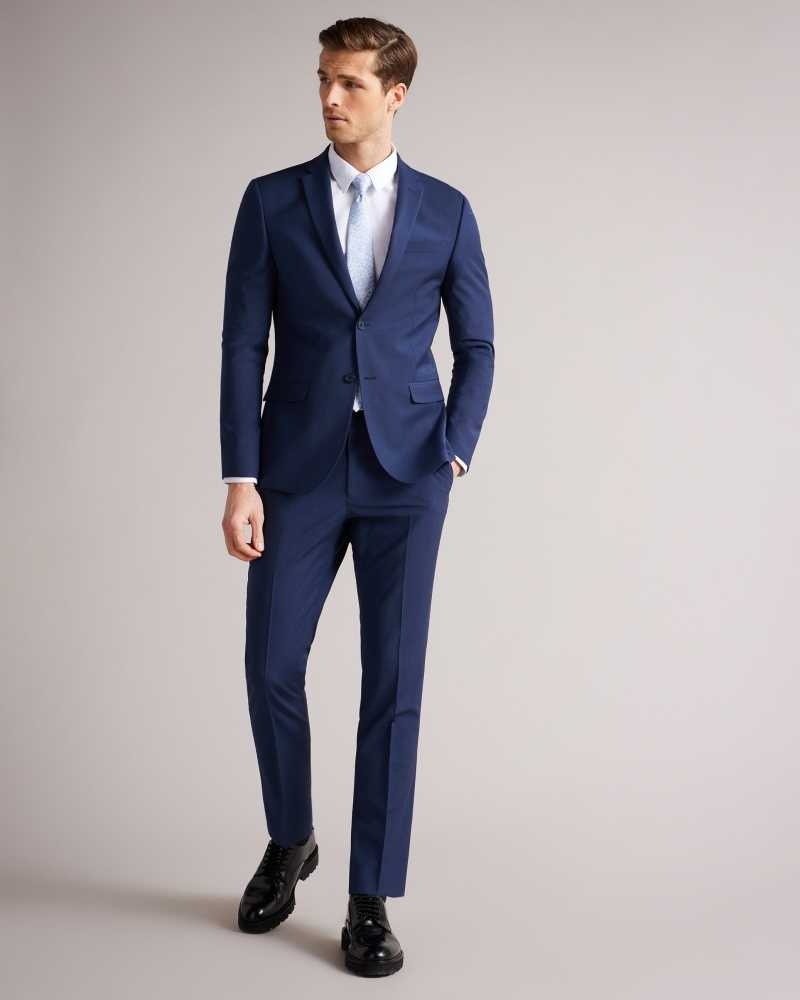 Dark Blue Ted Baker Sinjjs Slim Fit Plain Suit Jacket | US0000722