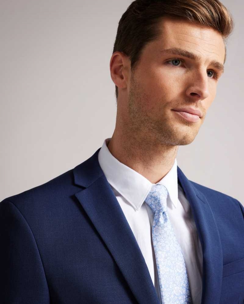 Dark Blue Ted Baker Sinjjs Slim Fit Plain Suit Jacket | US0000722