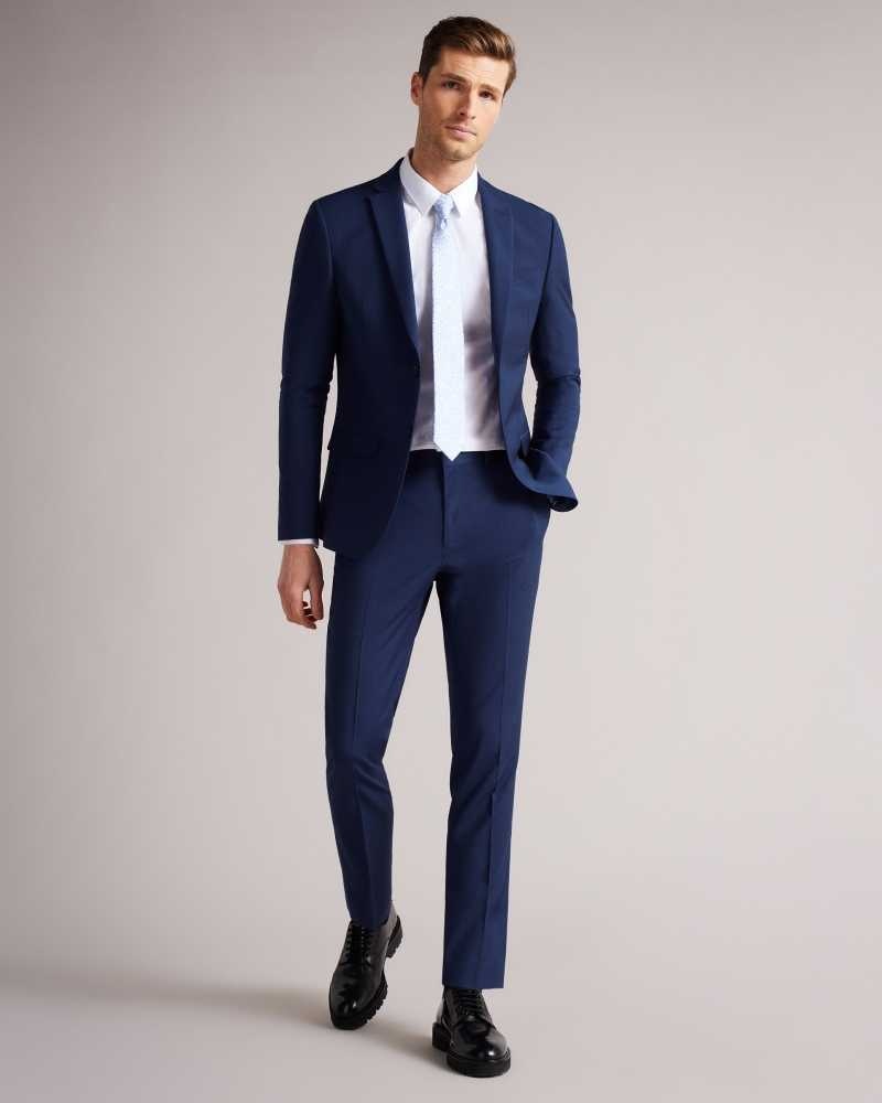 Dark Blue Ted Baker Sinjts Slim Fit Plain Suit Trousers | US0000730