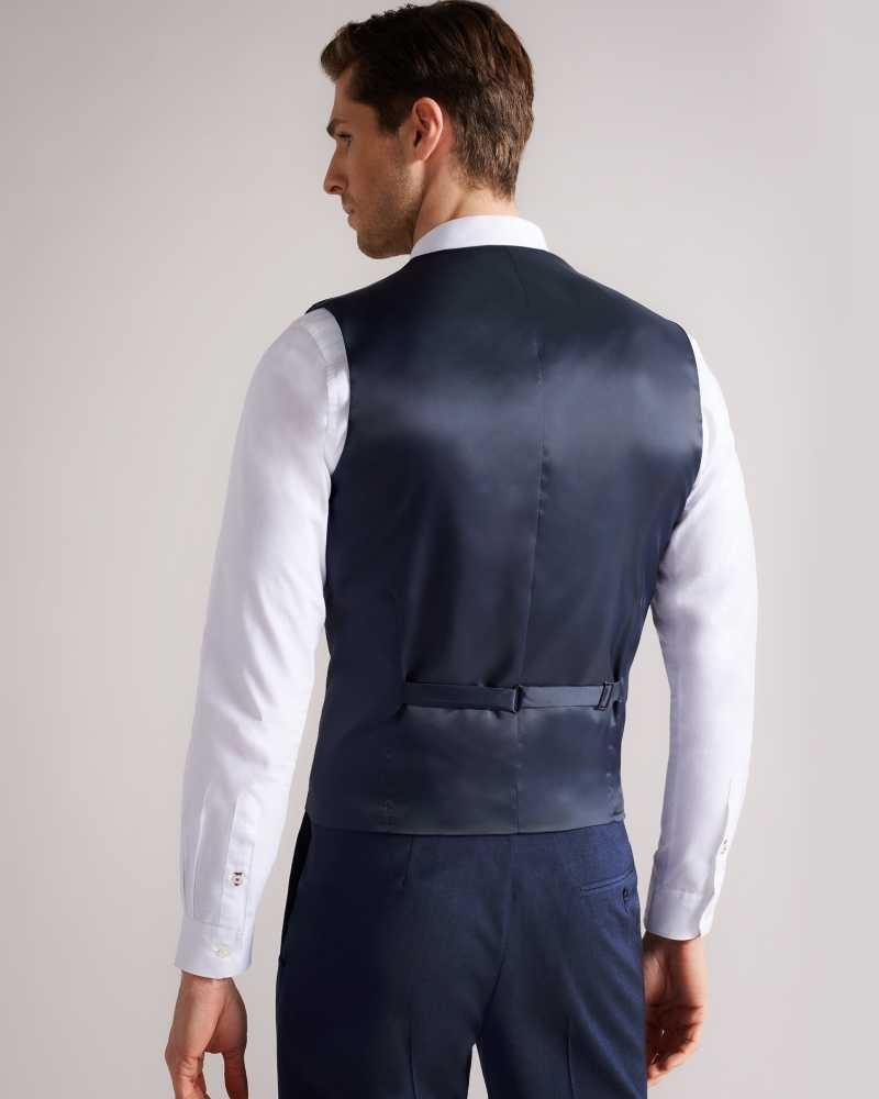 Dark Blue Ted Baker Sinjws Slim Fit Plain Suit Waistcoat | US0000755