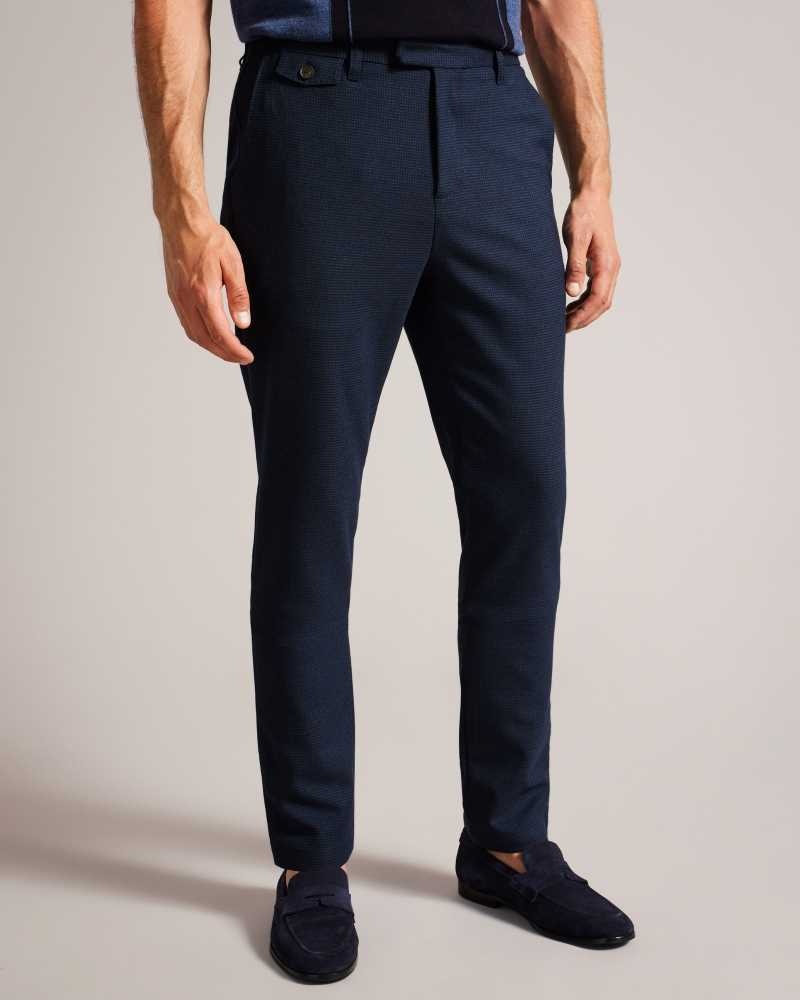 Dark Blue Ted Baker Ziyech Irvine Fit Puppytooth Trousers | US0001156