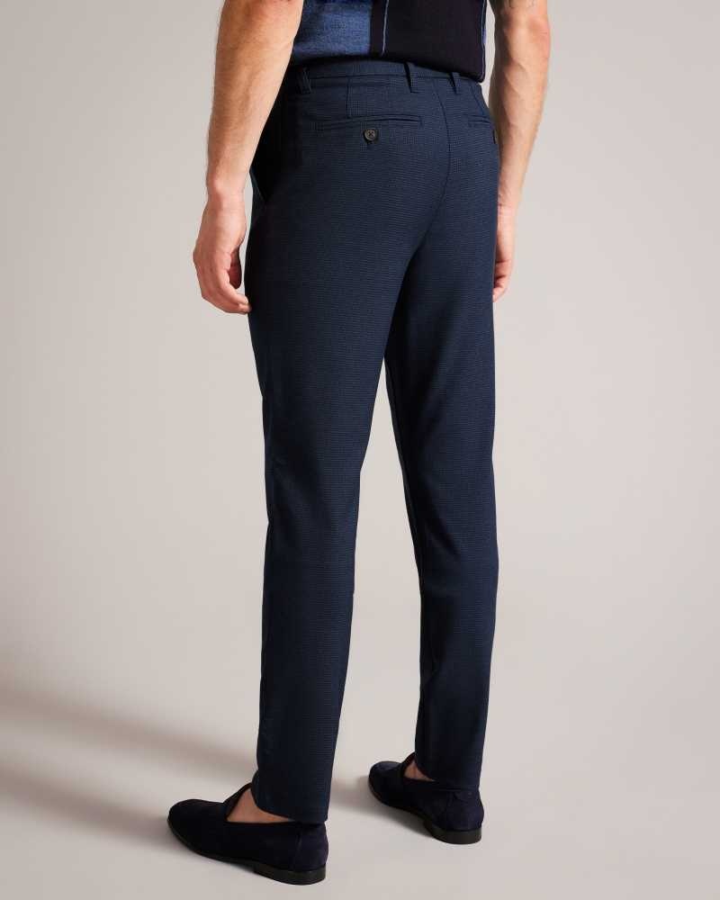 Dark Blue Ted Baker Ziyech Irvine Fit Puppytooth Trousers | US0001156