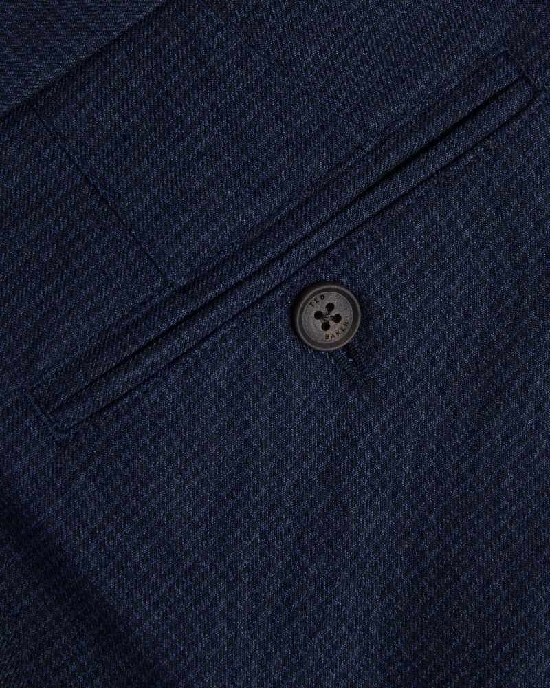 Dark Blue Ted Baker Ziyech Irvine Fit Puppytooth Trousers | US0001156