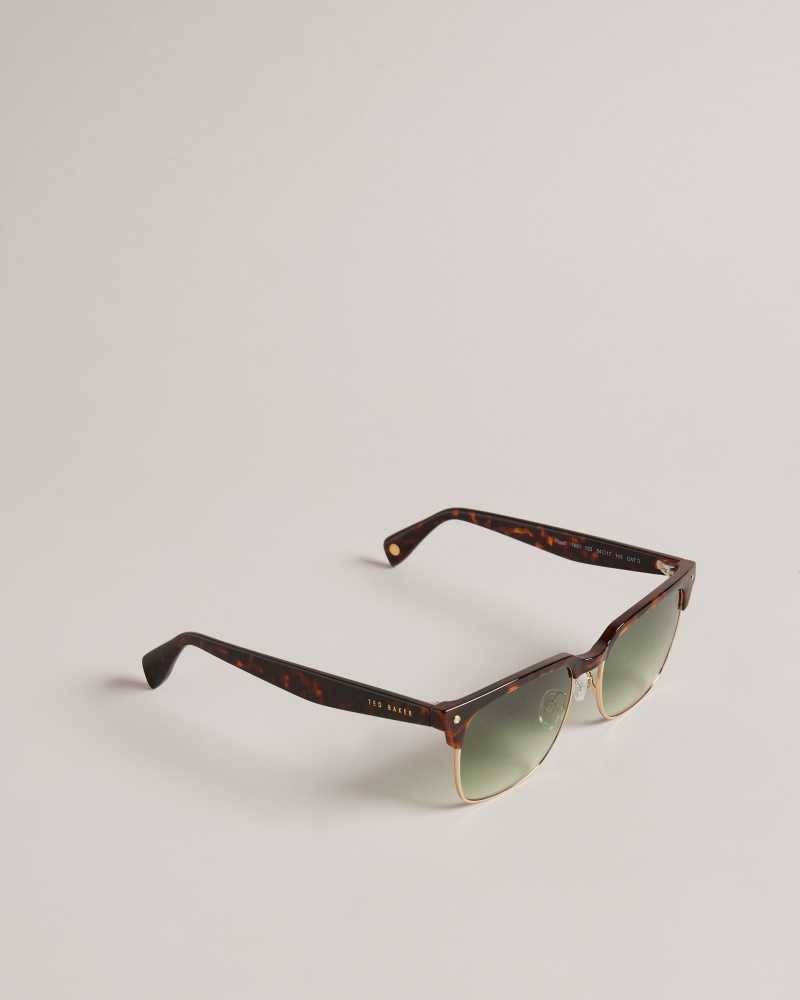 Dark Brown Ted Baker Ffloyd Tortoiseshell Clubmaster Sunglasses | US0001982