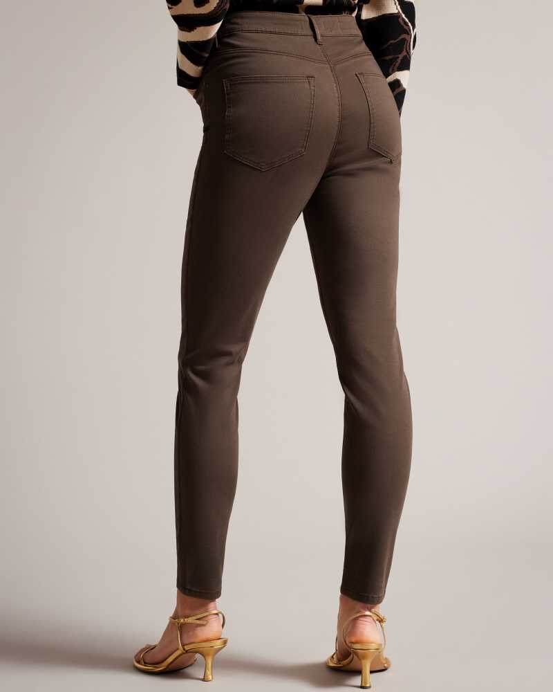 Dark Brown Ted Baker Sophaa Skinny Fit Sateen Jeans | US0000305