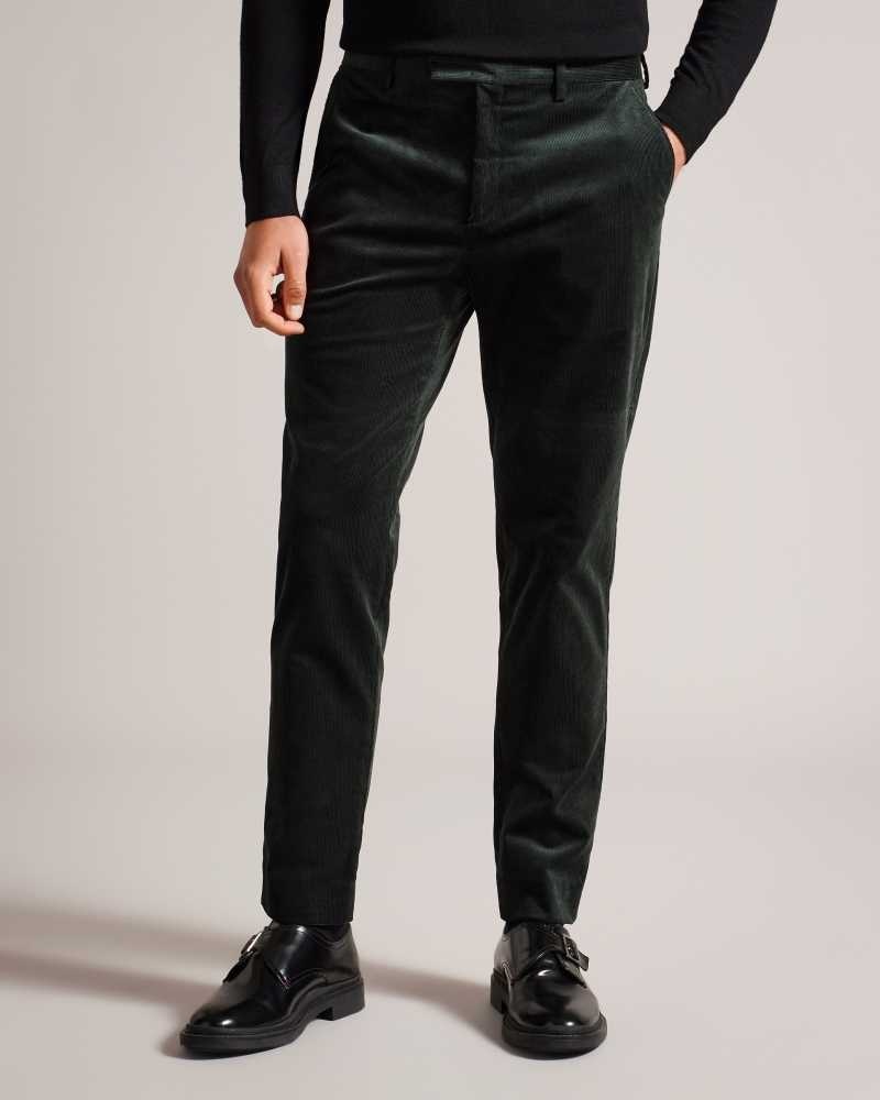 Dark Green Ted Baker Durhamt Slim Fit Corduroy Trousers | US0000746