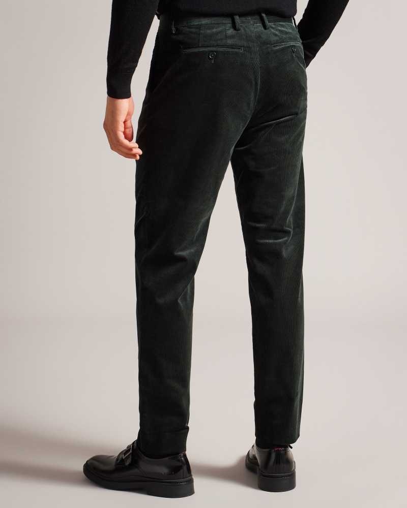 Dark Green Ted Baker Durhamt Slim Fit Corduroy Trousers | US0000746