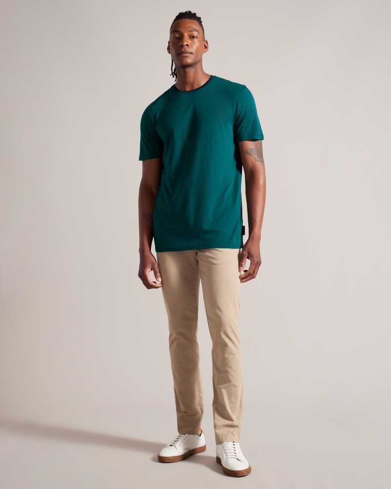 Dark Green Ted Baker Helpa Short Sleeve T-Shirt | US0000885