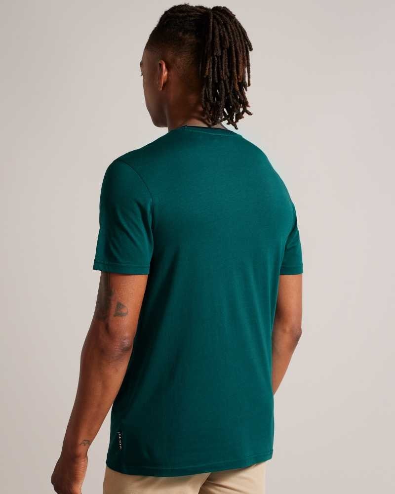 Dark Green Ted Baker Helpa Short Sleeve T-Shirt | US0000885