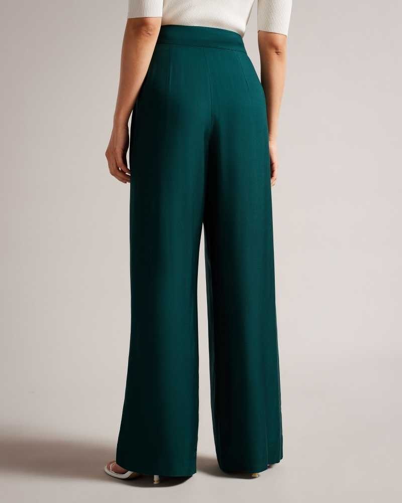 Dark Green Ted Baker Krissi Wide Leg Trousers | US0001169