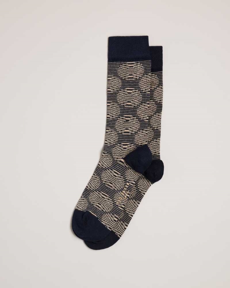 Dark Navy Ted Baker Circsok Circular Geometric Socks | US0001911