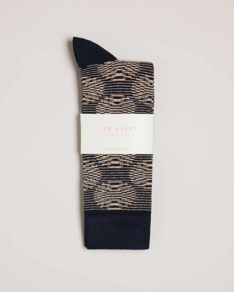 Dark Navy Ted Baker Circsok Circular Geometric Socks | US0001911