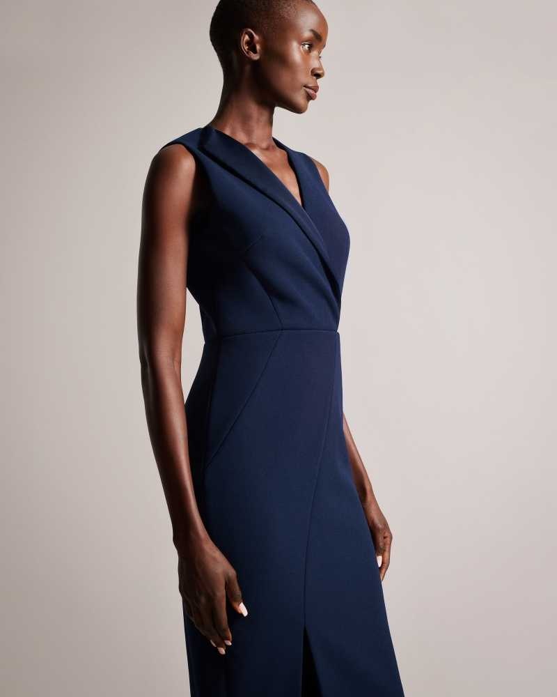 Dark Navy Ted Baker Tilolah Seam Detail Bodycon Dresses | US0000073