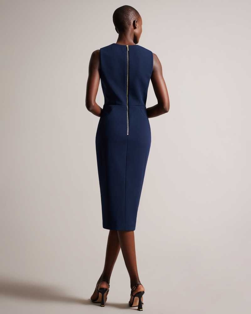 Dark Navy Ted Baker Tilolah Seam Detail Bodycon Dresses | US0000073