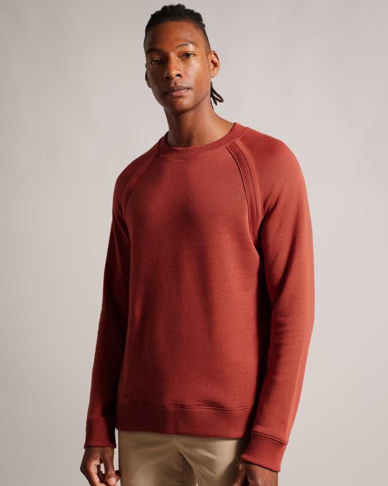 Dark Orange Ted Baker Devote Long Sleeve Raglan Detail Sweatshirt | US0000800