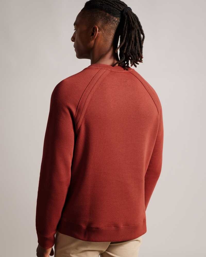 Dark Orange Ted Baker Devote Long Sleeve Raglan Detail Sweatshirt | US0000800