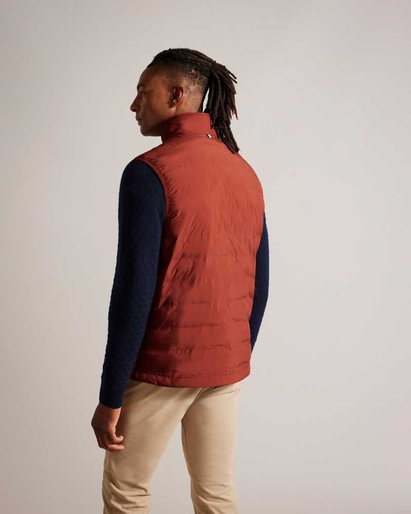 Dark Orange Ted Baker Newwark Padded Funnel Neck Gilet Jackets | US0000272